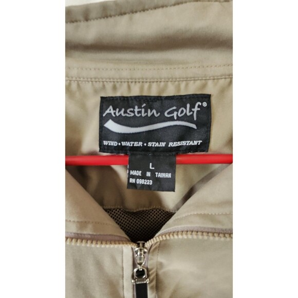 Austin Golf Pullover Windbreaker L Tan Vented Zip-Off Sleeves Lightweight - Picture 3 of 12